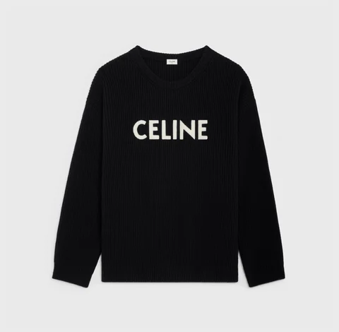 CELINE RIBBED WOOL BLACK SWEATSHIRT